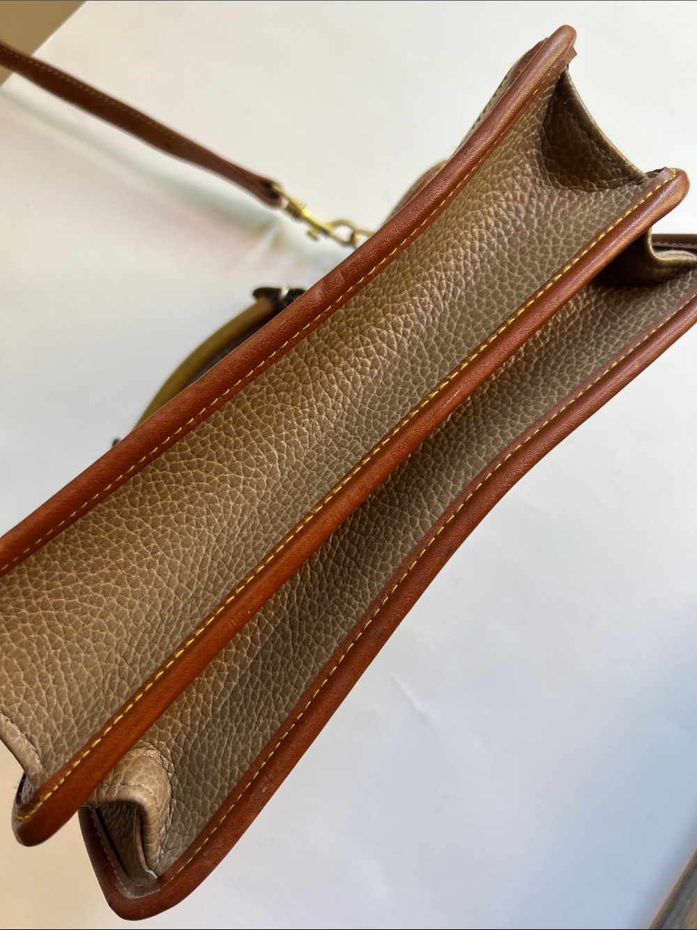 Dooney & Bourke Taupe and Brown Leather Top-Handle Satchel - Picture 9 of 11